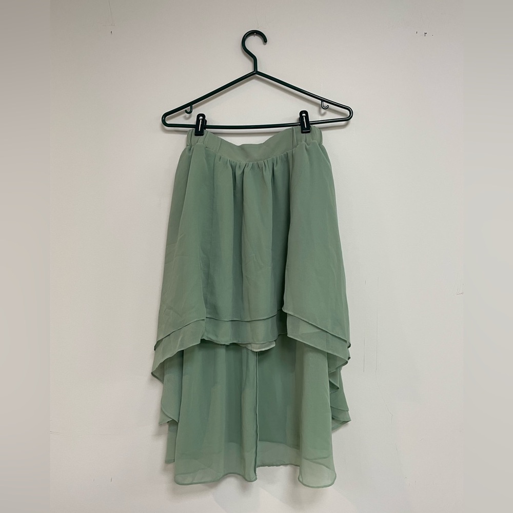 Mullet/ high-low skirt. Sea-foam green colour.